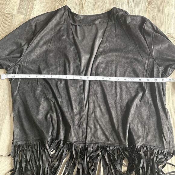 L&B (Lucky and Blessed) Black Fringe Open  Jacket - Size Medium - Picture 6 of 8